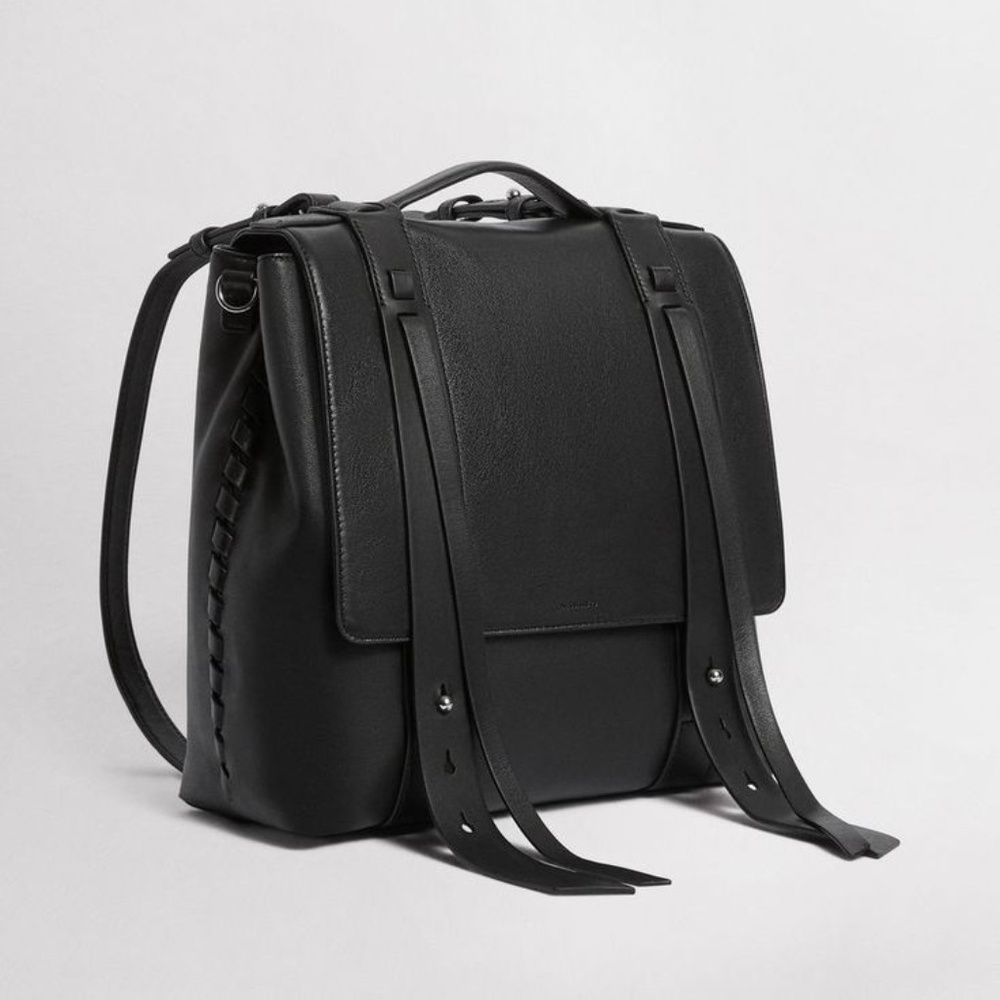 Allsaints Fin Leather Backpack (and Crossbody) Black